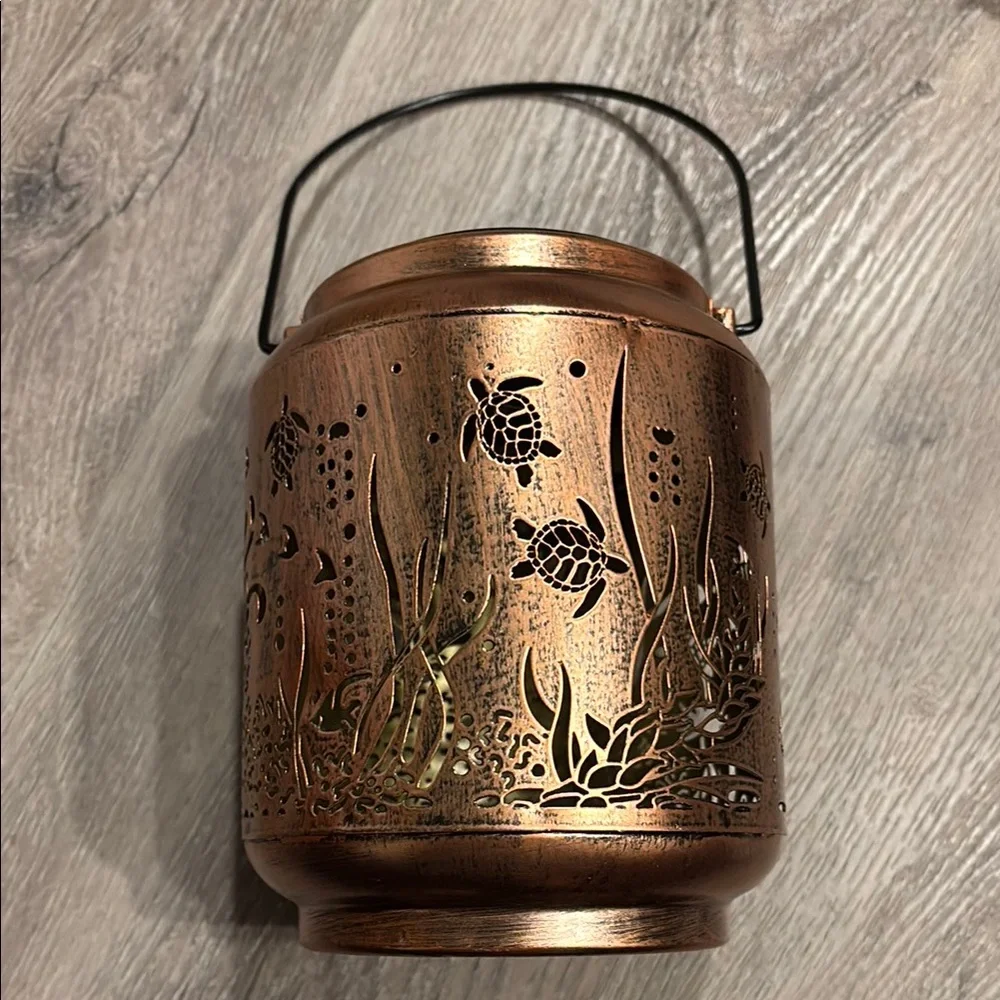 Copper Lantern with Turtle Design